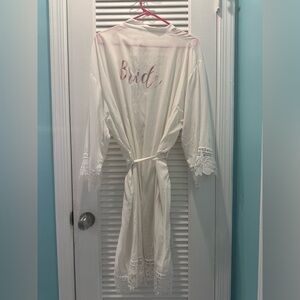 Luxurious Cream Bridal Robe with Lace Trim